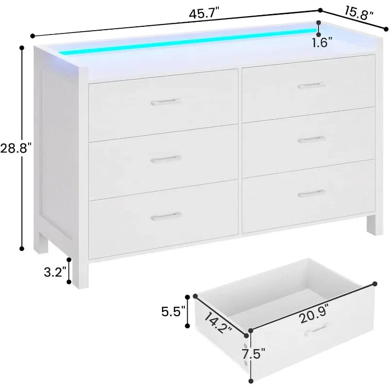 6 Drawer Dresser with LED Lights