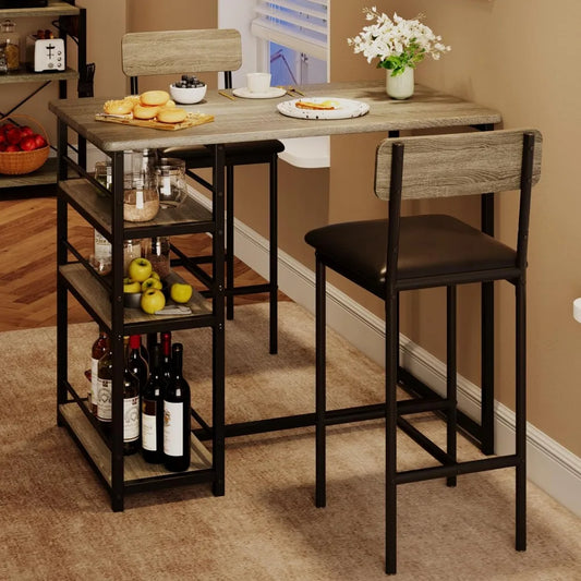 3 Piece Counter Height Bar Kitchen Table Set