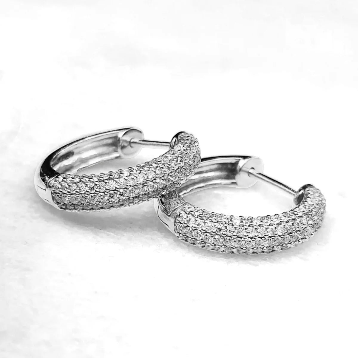 Round Brilliant Moissanite Diamond Hoop Earrings 925 Sterling