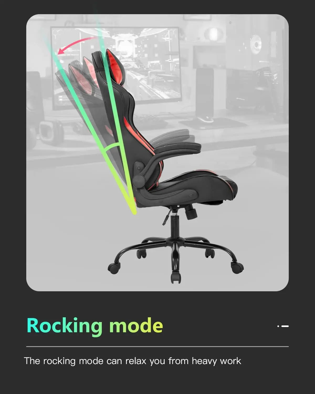 PC Gaming/Office Chair w/Lumbar Support, Headrest, Flip up Armrest, Task Rolling, Swivel Ergonomic Adjustable