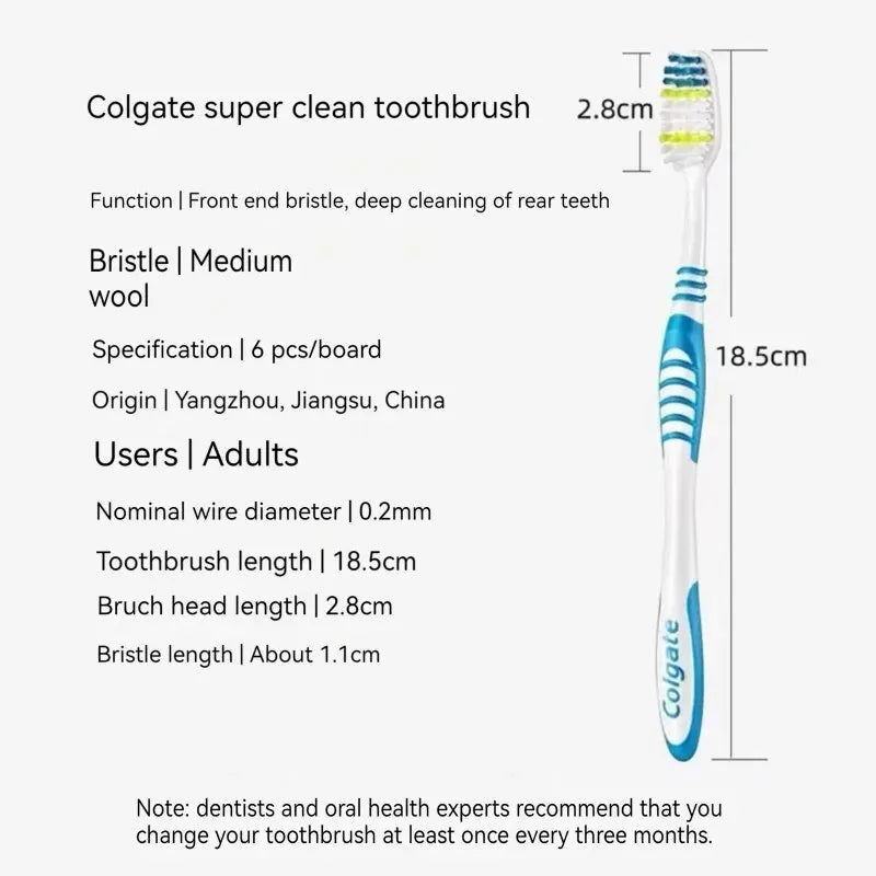 Colgate 6 Packs Toothbrushs, Fine Soft Medium