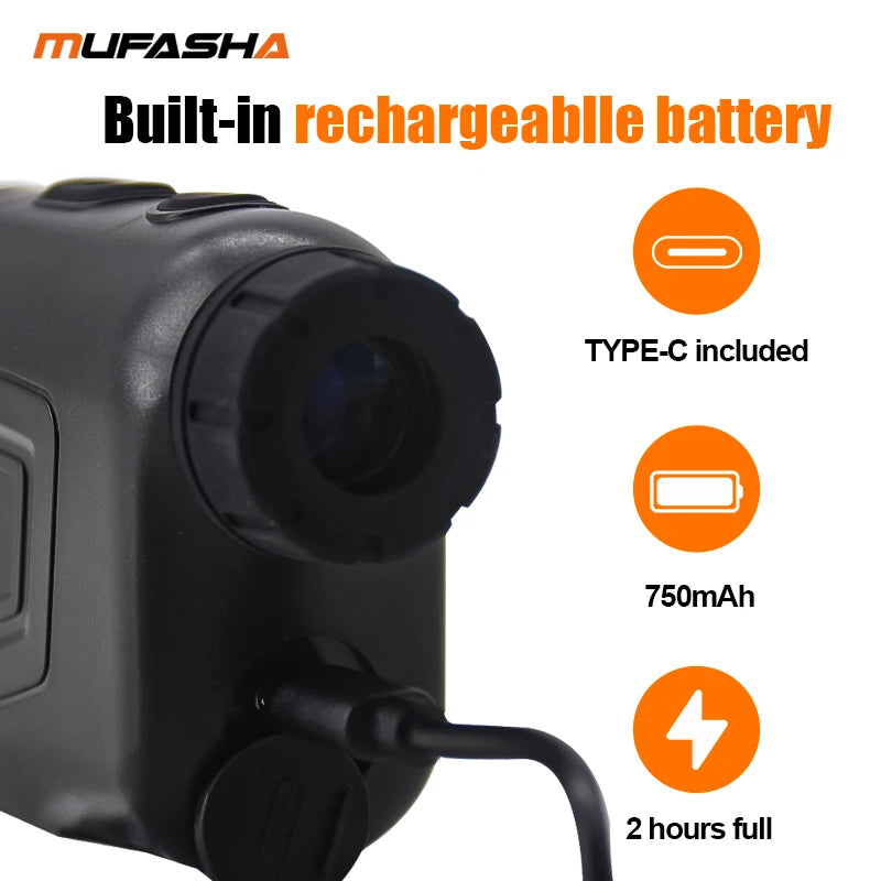 MUFASHA-Laser for Hunting/Golf w/Ramp Compensation, Angle, Height Measurement, Vibrations Feedback, Type-C