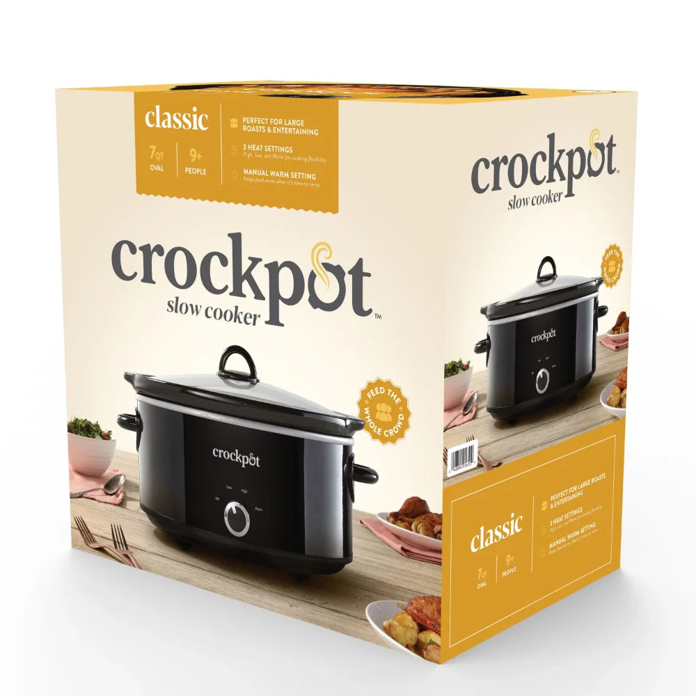 Crockpot 7-Quart Manual Slow Cooker, Black