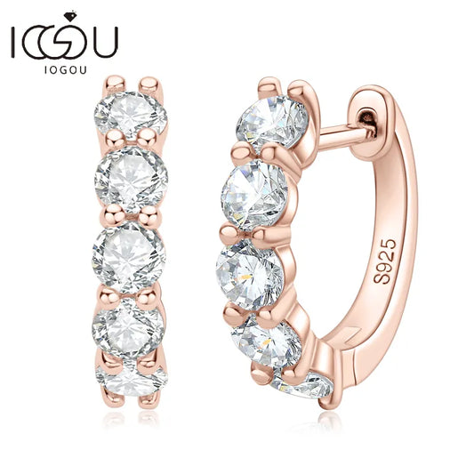 3.5mm D Color Moissanite Hoops Earring 925 Silver Rose Gold Plated