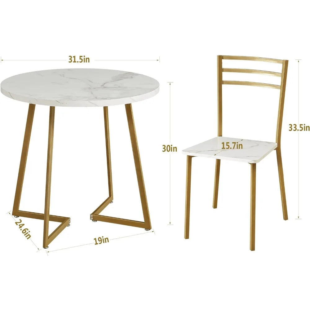 VECELO Small Round Dining Table Set for 2