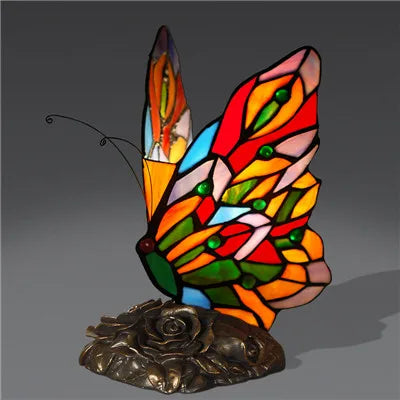 Retro Tiffany Table Lamp Stained Glass Butterfly