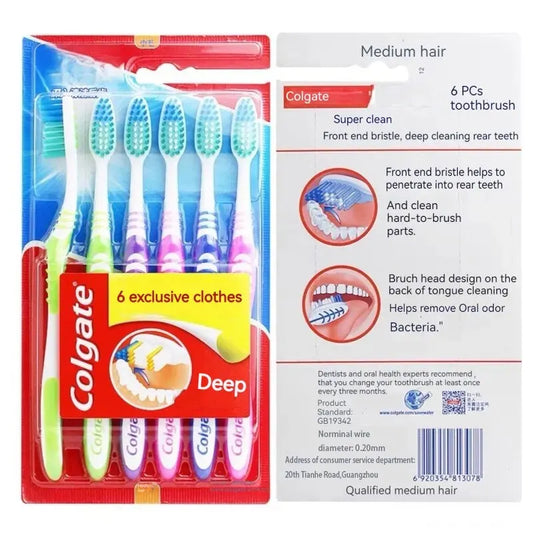 Colgate 6 Packs Toothbrushs, Fine Soft Medium