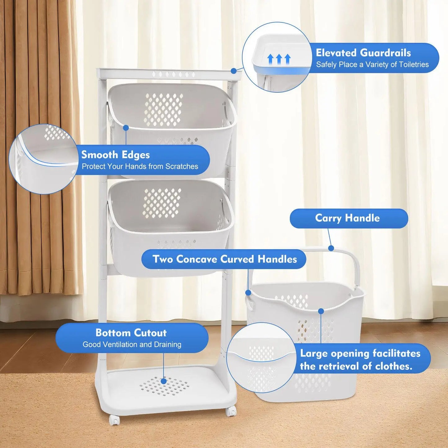 3 Tier Laundry Hamper Basket/Sorter