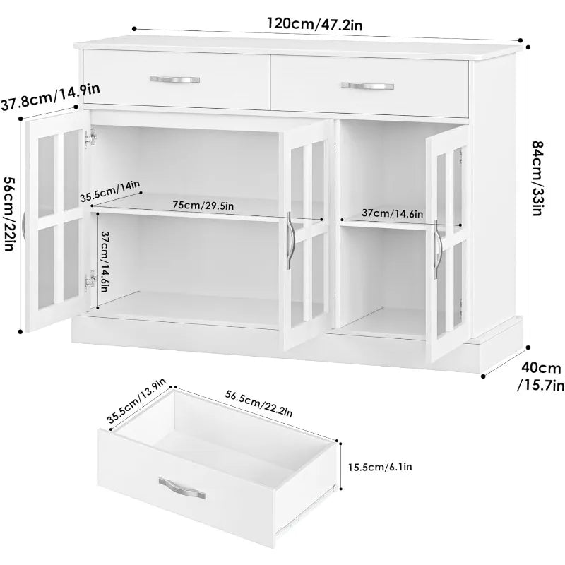 Buffet Cabinet with 2 Storage Drawers & Shelves