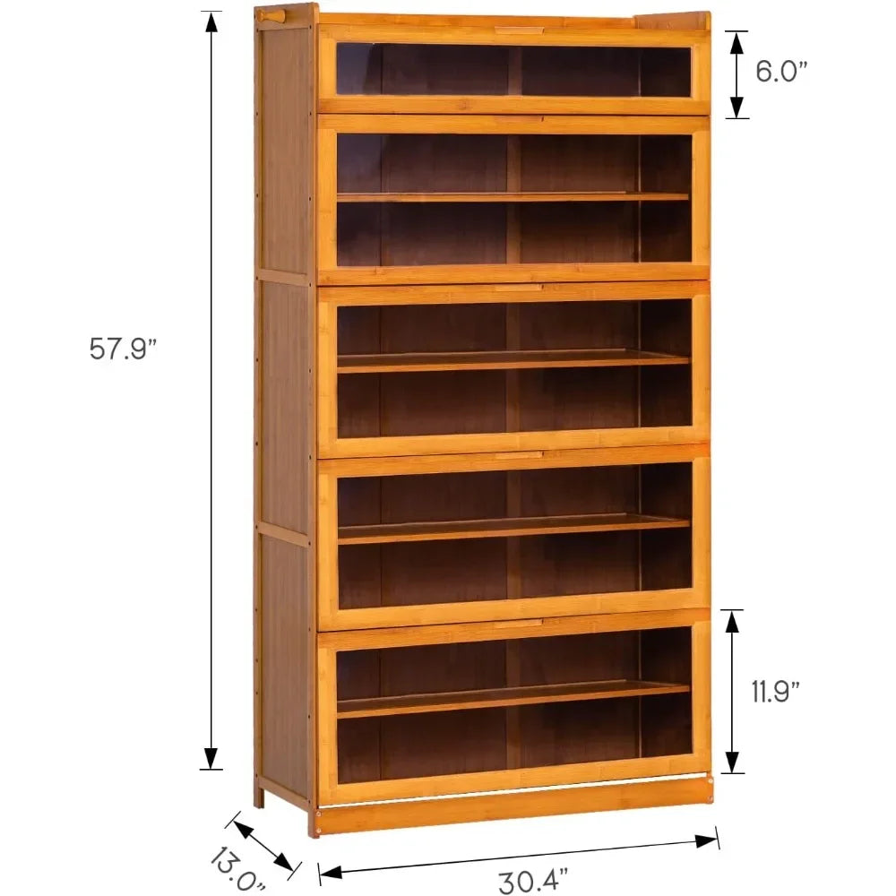 9 Tier Bamboo Free Standing Shoe Rack/Home Cabinet