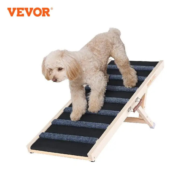 VEVOR Anti-slip High Adjustable Wooden Dog Ramp, Folding