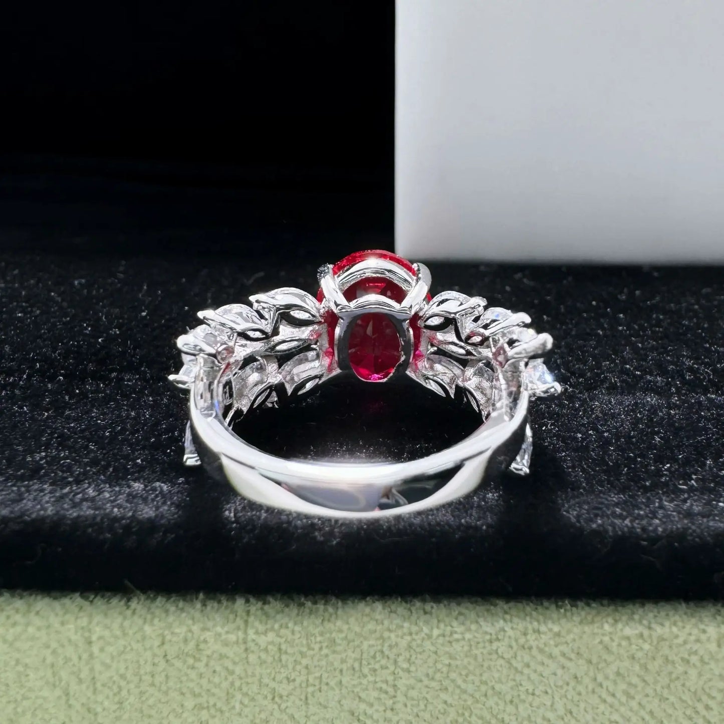 Solid 14K White Gold AU585 Platinum PT950 Skeleton Diamond Ring 3 Carat Ruby Diamond Ring