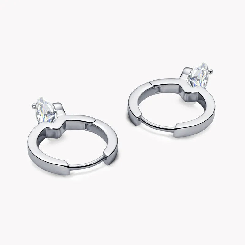 Solitaire 1ct D Moissanite Earrings, Sterling Silver