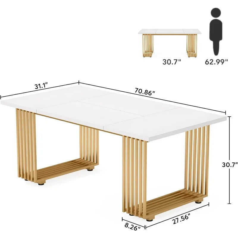 6-8 Person Industrial Dining Table, Wood and Metal