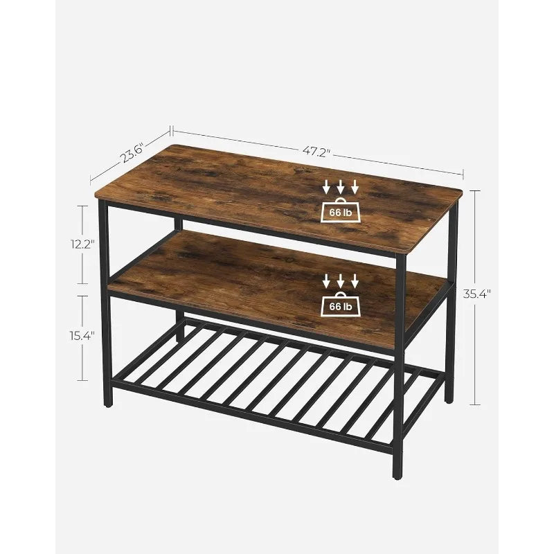 VASAGLE Kitchen Island with 3 Shelves, 47.2"