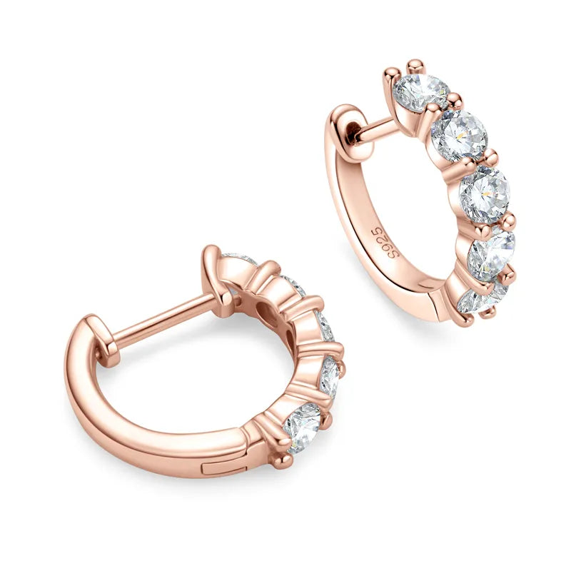 3.5mm D Color Moissanite Hoops Earring 925 Silver Rose Gold Plated