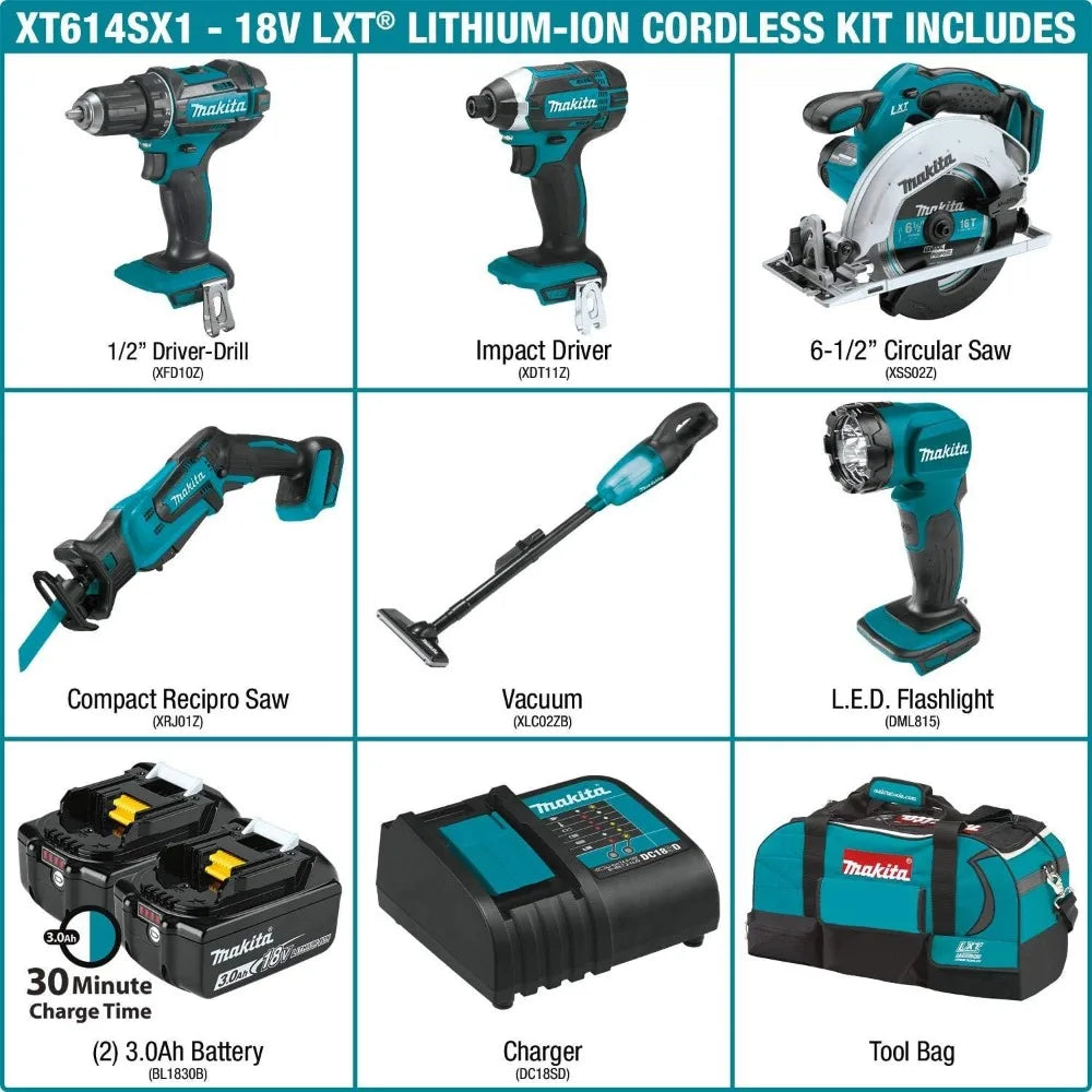 XT614SX1 18V LXT® Lithium-Ion Cordless 6-Pc. Combo Kit (3.0Ah)