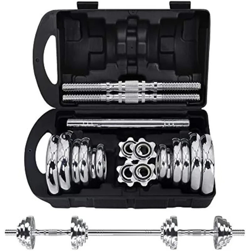 VIVITORY Dumbbells Set, Adjustable Wt Sets up to 44Lbs, w/Metal Connecting Rod Barbell