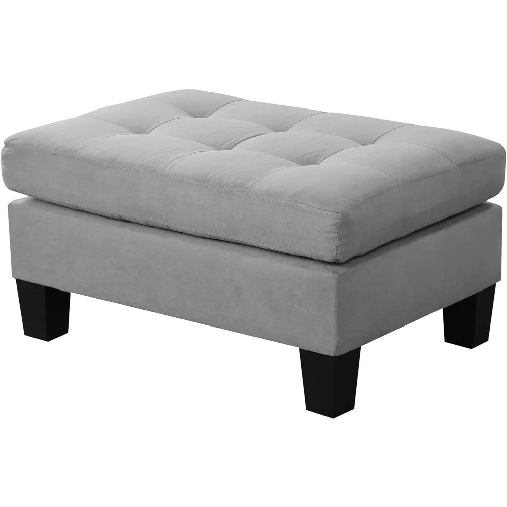 L-shaped Sofa w/Reversible Chaise Lounge & Ottoman