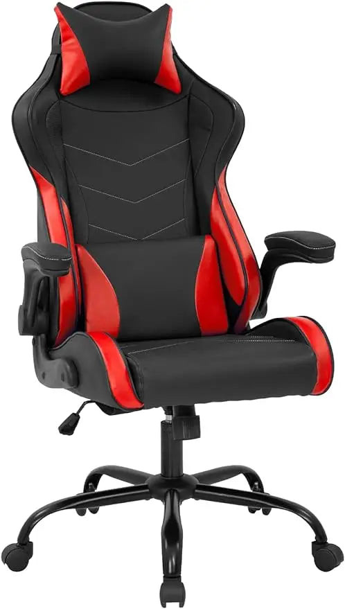 PC Gaming/Office Chair w/Lumbar Support, Headrest, Flip up Armrest, Task Rolling, Swivel Ergonomic Adjustable