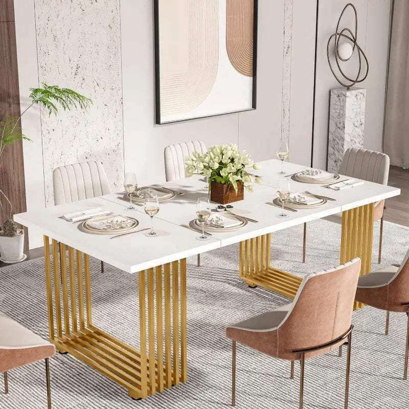 6-8 Person Industrial Dining Table, Wood and Metal