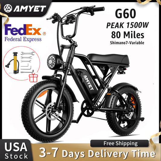 AMYET V9-G60 Electric Bike 1000W Motor, 48V 20AH 20" Tire