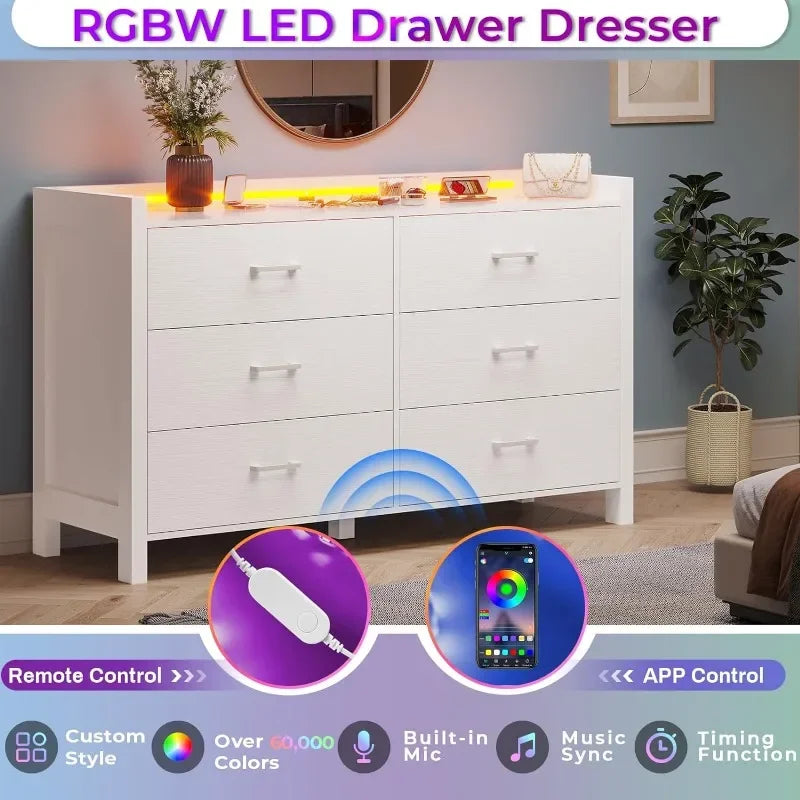 6 Drawer Dresser with LED Lights