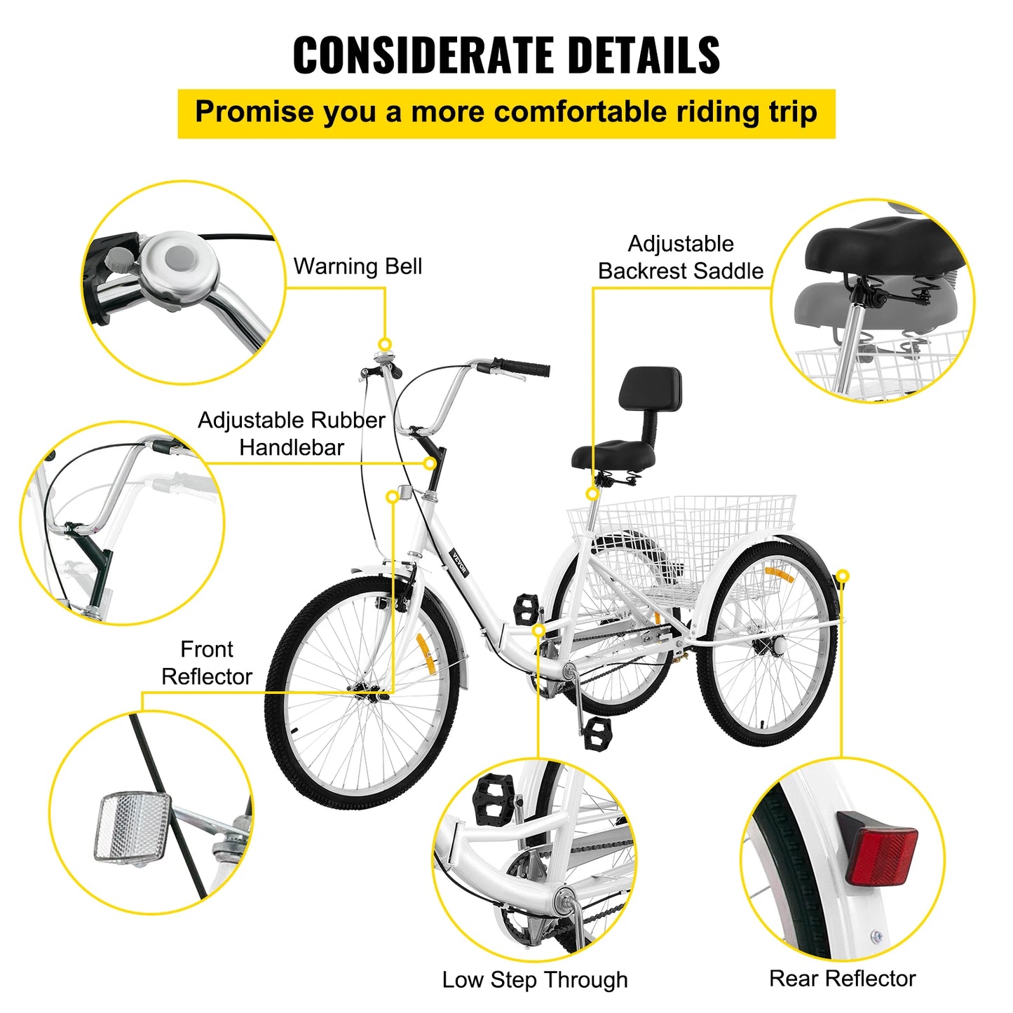 VEVOR 24 inch Folding Adult Tricycle