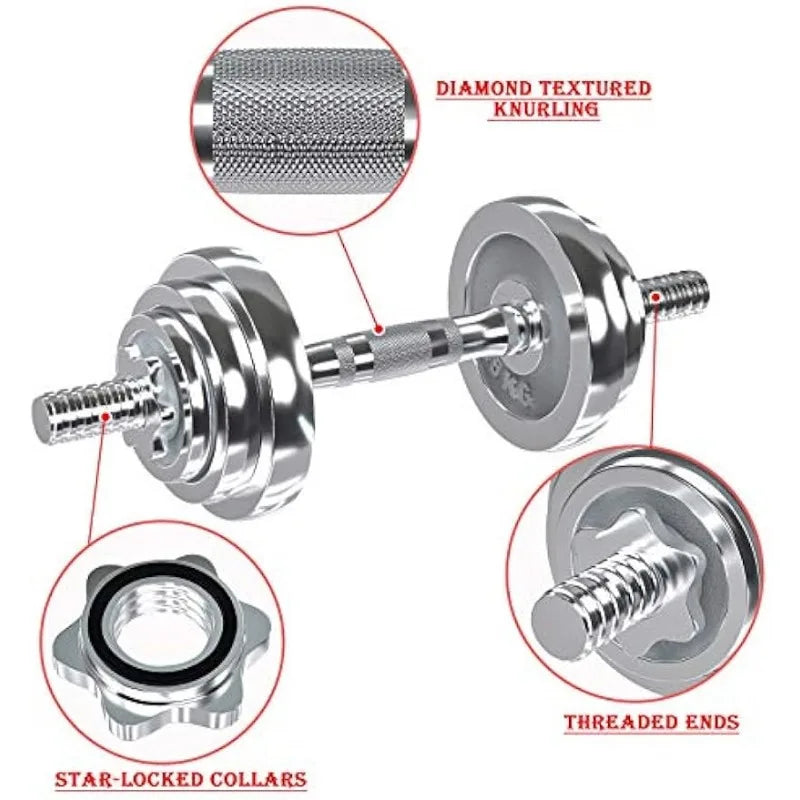 VIVITORY Dumbbells Set, Adjustable Wt Sets up to 44Lbs, w/Metal Connecting Rod Barbell