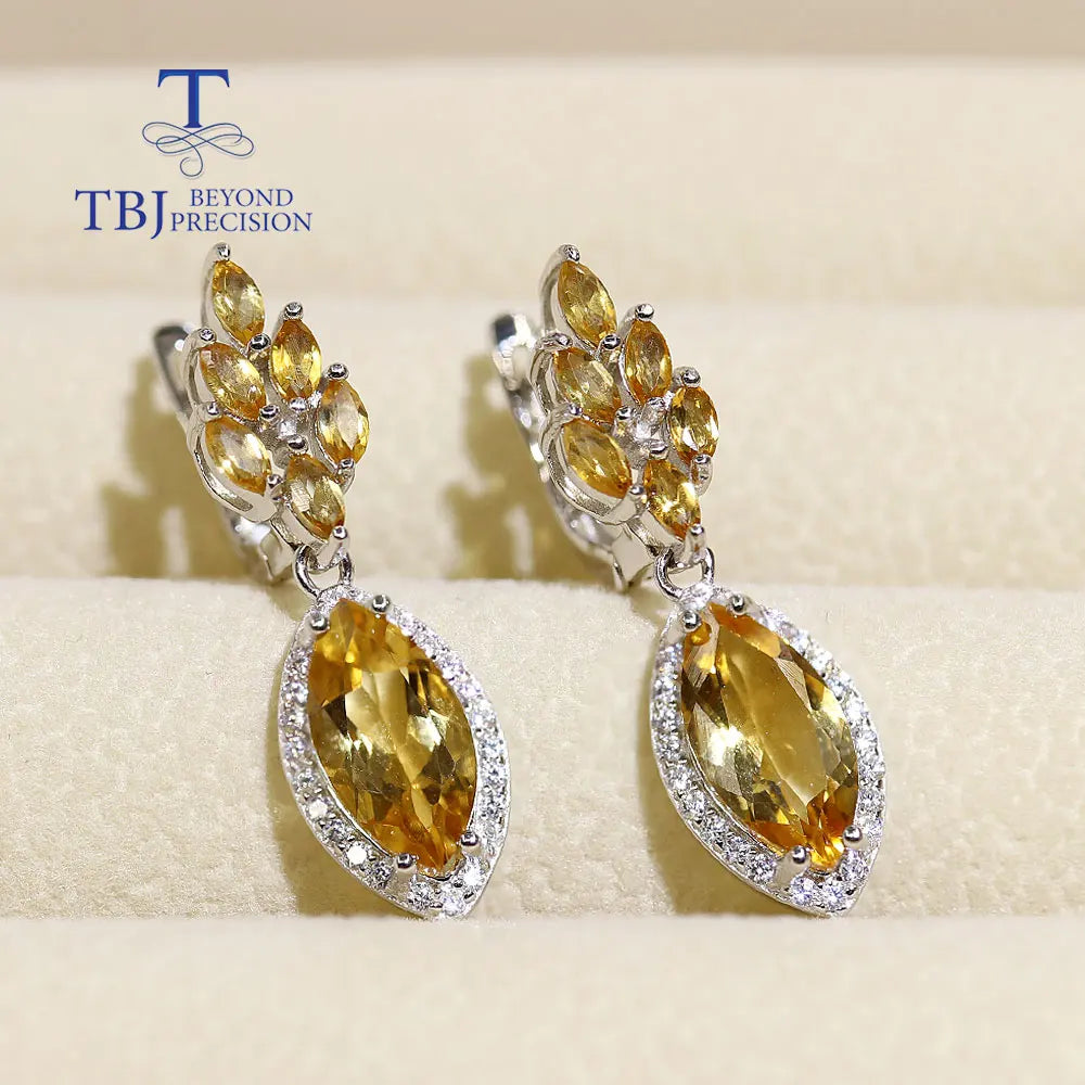 Golden yellow Citrine Jewelry Set 925 sterling silver