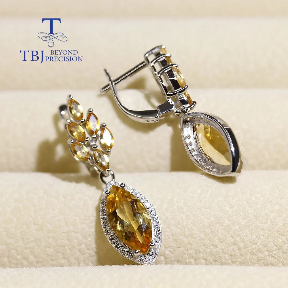 Golden yellow Citrine Jewelry Set 925 sterling silver