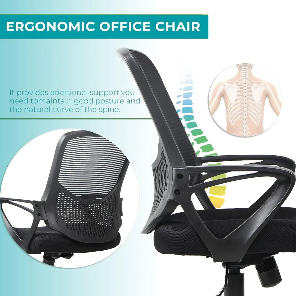 Ergonomic Home/Office Desk Chair Mid Back, Rolling, Swivel, Lumbar Support