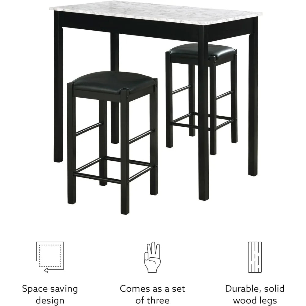 Artificial Marble Kitchen Table and Chair Set for 2