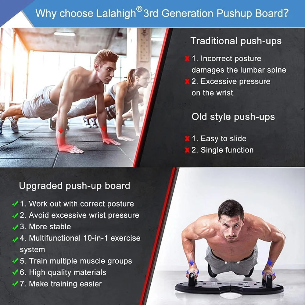 Multi-Functional Push Up Board with Resistance Bands, Portable.