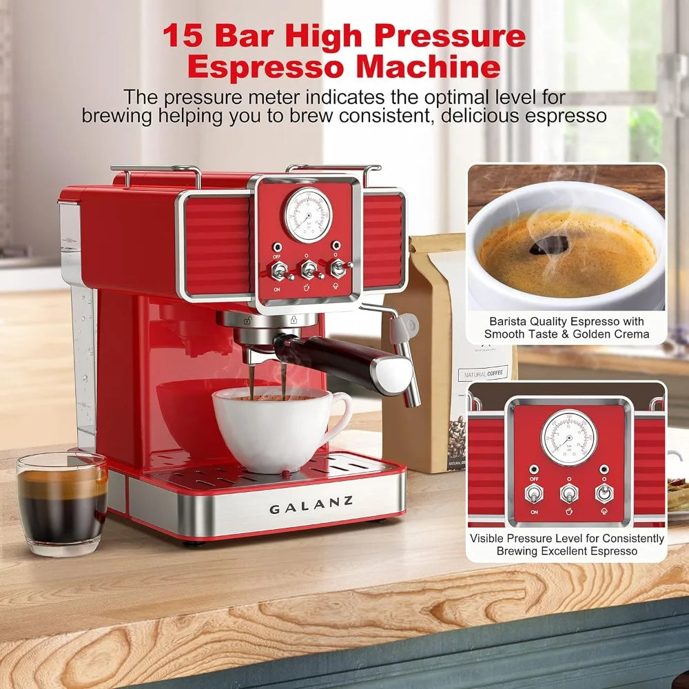 15 Bar Pump Professional Cappuccino and Latte Machine with Milk Frother