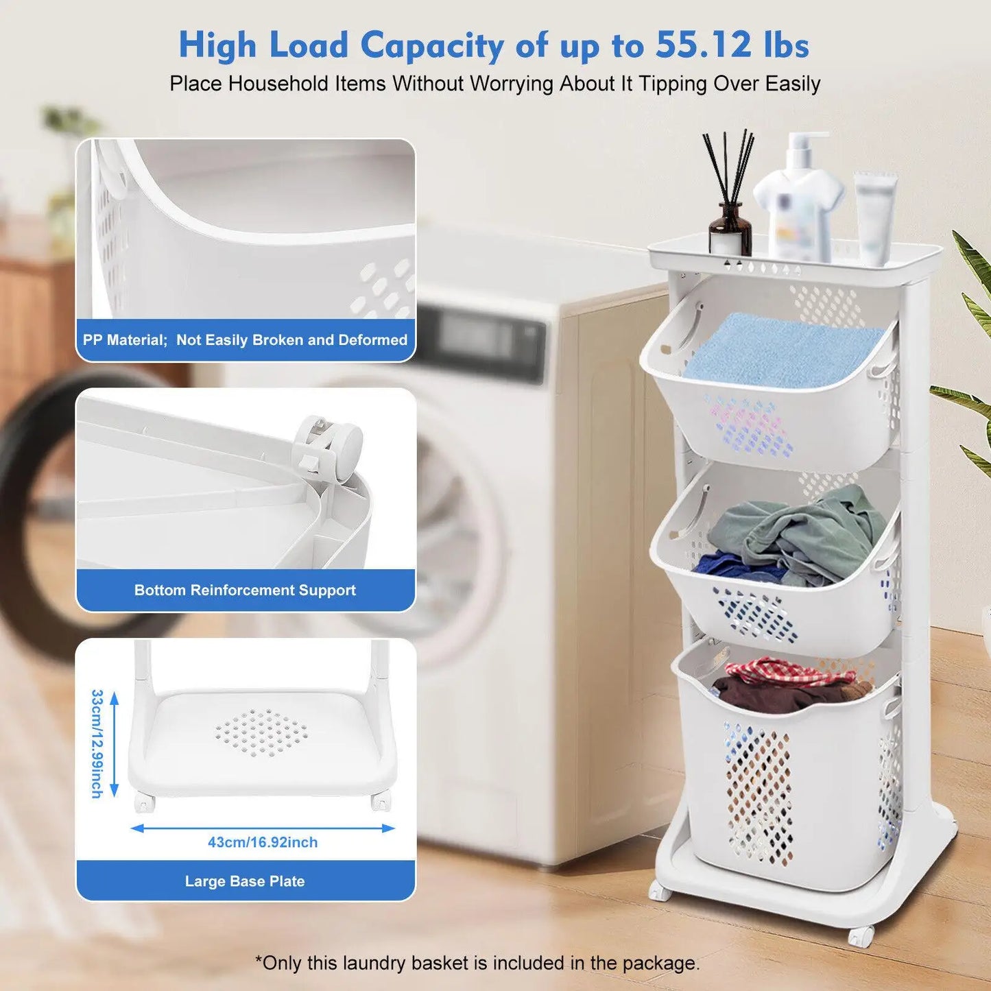 3 Tier Laundry Hamper Basket/Sorter